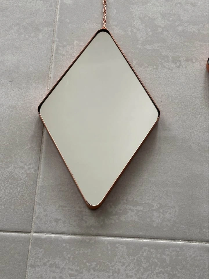 Set of 3 Diamond Shaped Copper Frame Mirrors - photo 2