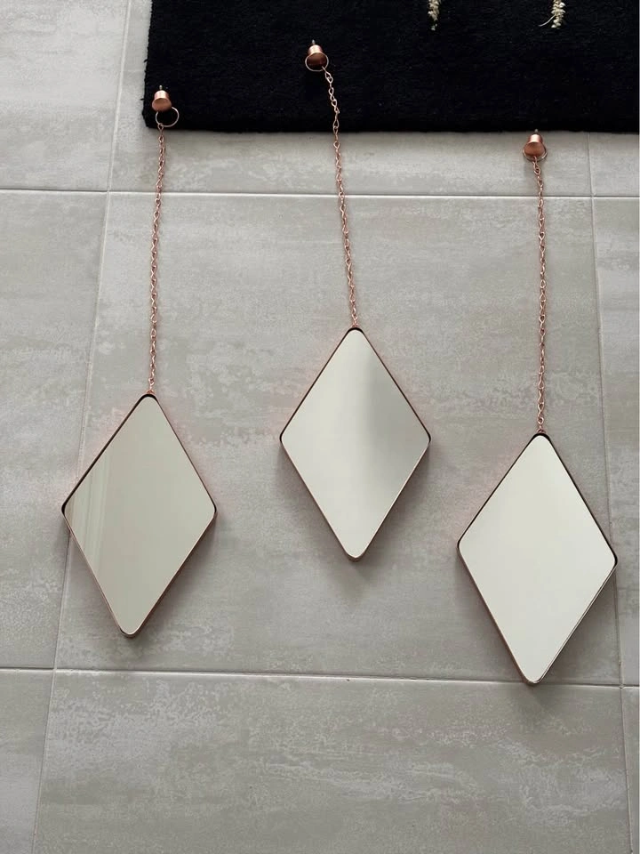 Set of 3 Diamond Shaped Copper Frame Mirrors - photo 5