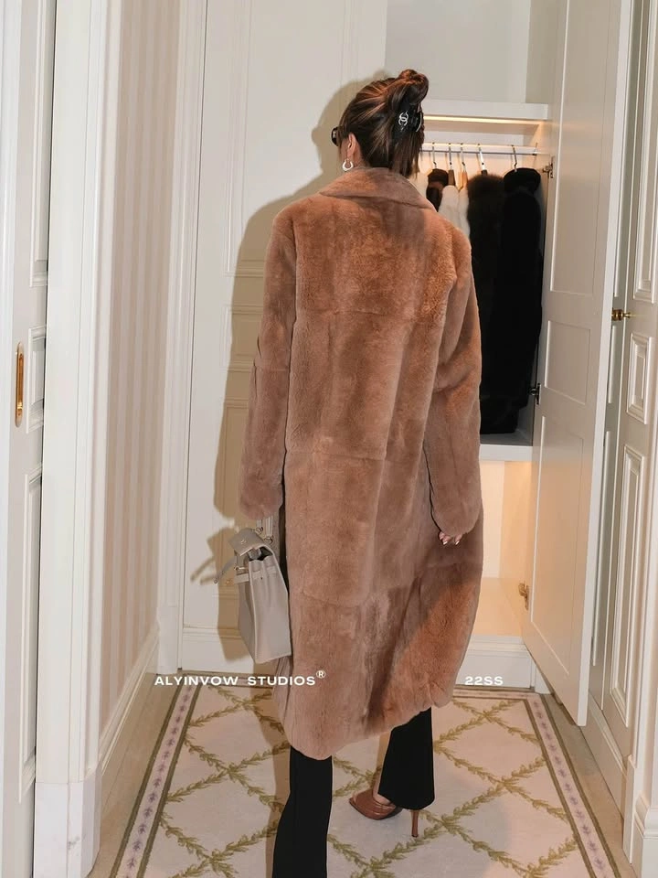 Brown Rabbit Fur Coat Size S - photo 2