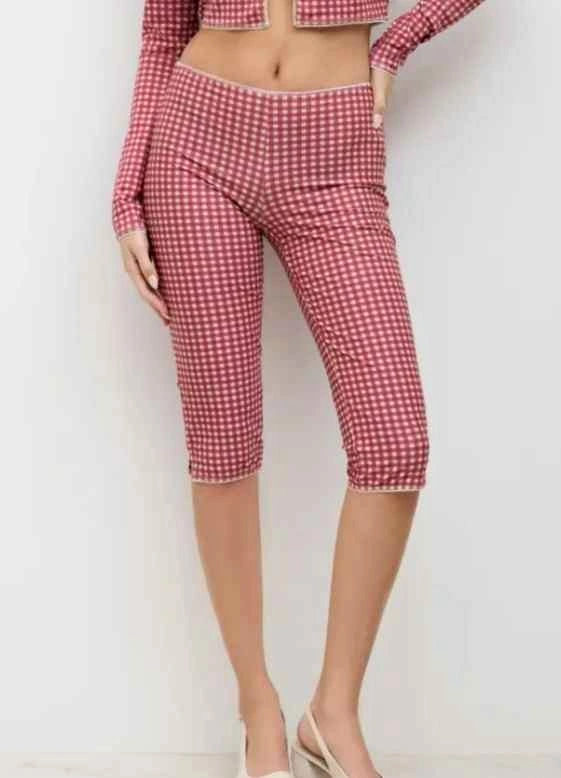 Cider Low Rise Gingham Capri Leggings XS