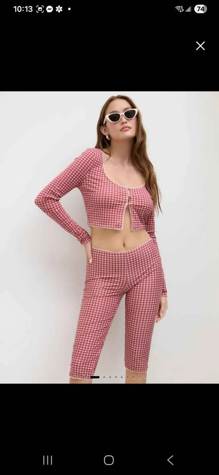 Cider Low Rise Gingham Capri Leggings XS - photo 2