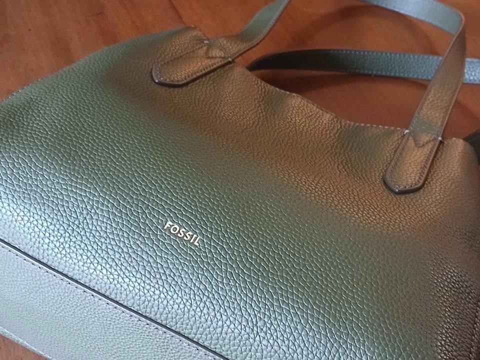 FOSSIL Shoulder Bag Handbag Purse Olive Green Leather Carryall - photo 2