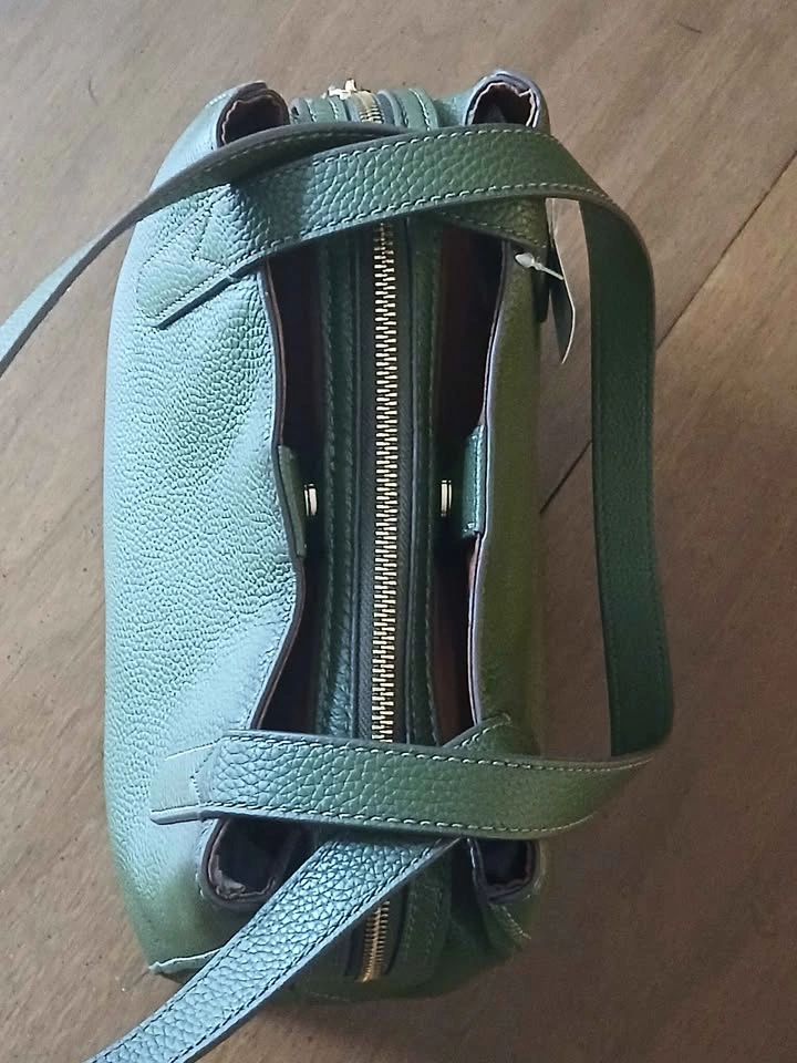 FOSSIL Shoulder Bag Handbag Purse Olive Green Leather Carryall - photo 5