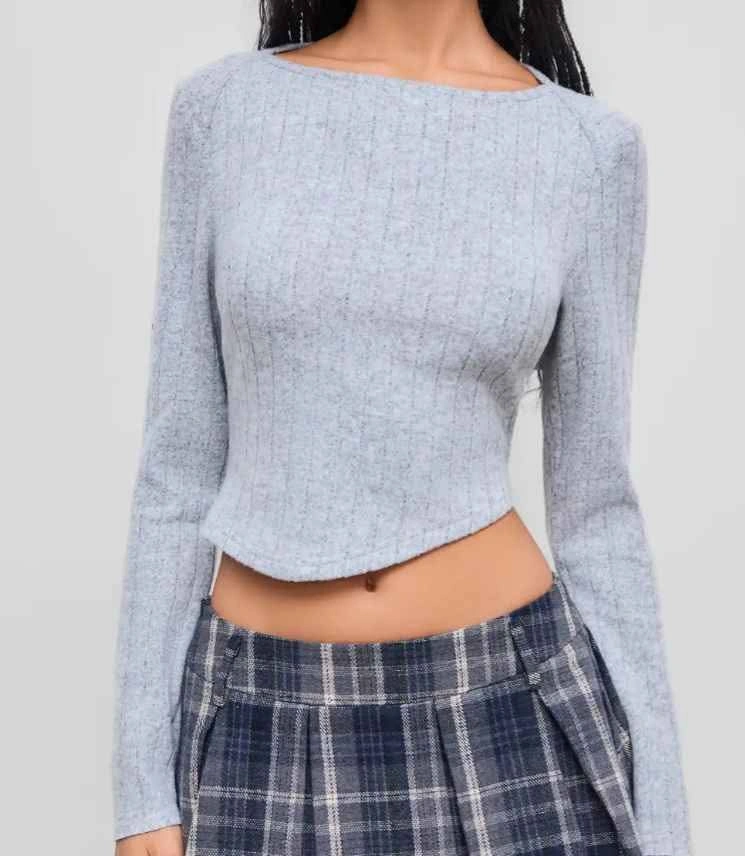 BRAND NEW Boat Neck Asymmetrical Long Sleeve Knitted Top Pullove - photo 4