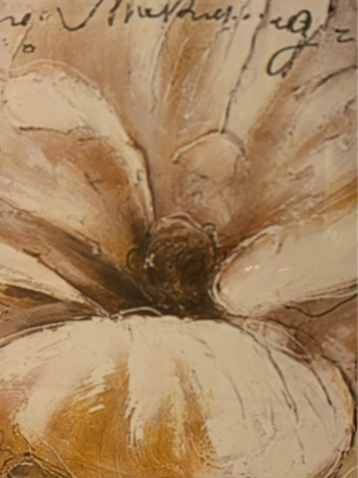 Beautiful Black/Bronze Framed White Flower Wall Art - photo 2