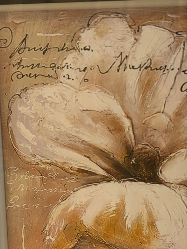 Beautiful Black/Bronze Framed White Flower Wall Art - photo 3