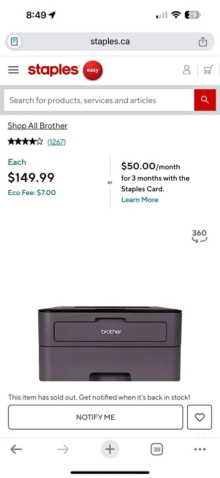 Brother HL-2320D Laser Printer thumbnail