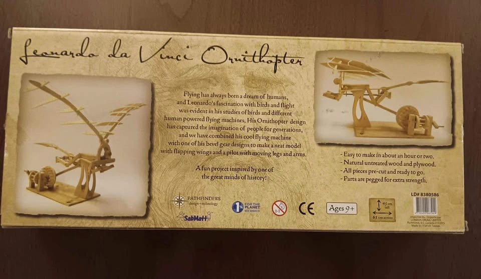 Leonardo da Vinci Ornithopter Model Kit - Brand New - photo 3