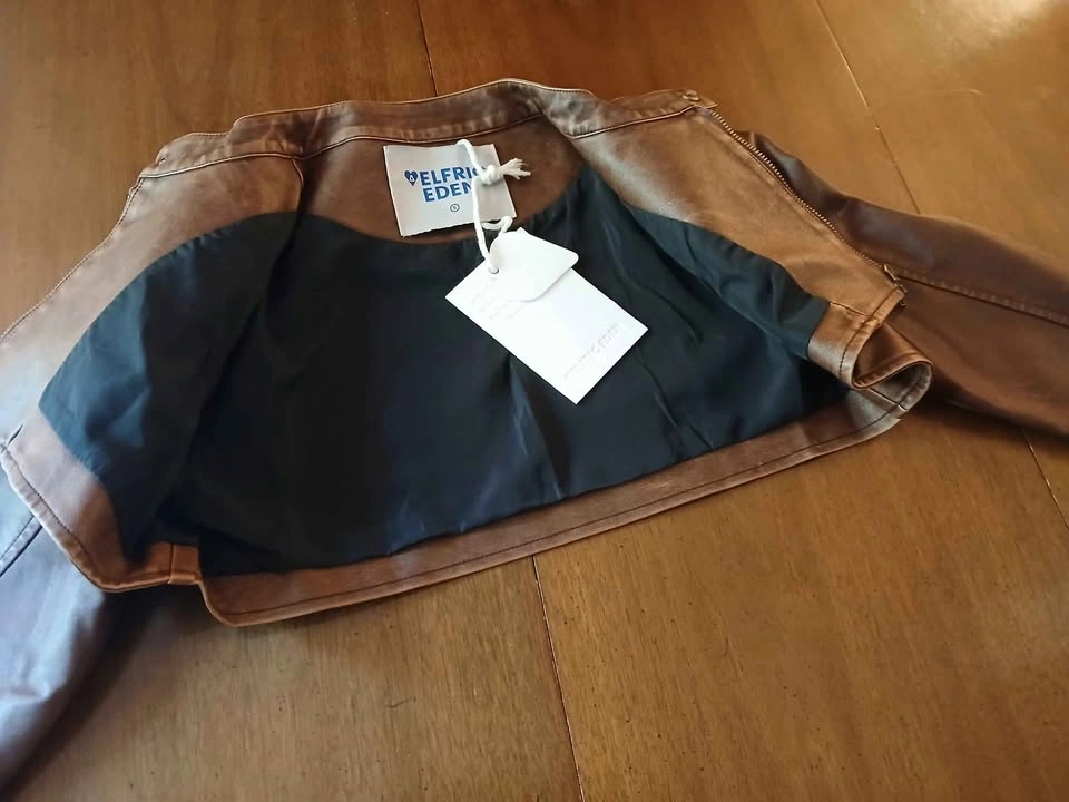 Aelfric Eden Washed Cropped Faux Leather Jacket Small - photo 2