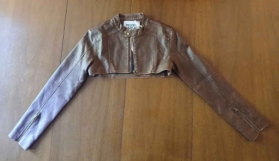 Aelfric Eden Washed Cropped Faux Leather Jacket Small - photo 3