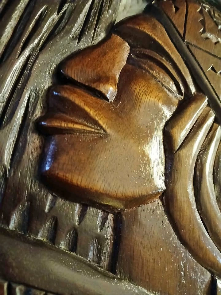 Inca and Llama Hand Carved Wood Wall Hanging_Artisanal_Handmade_