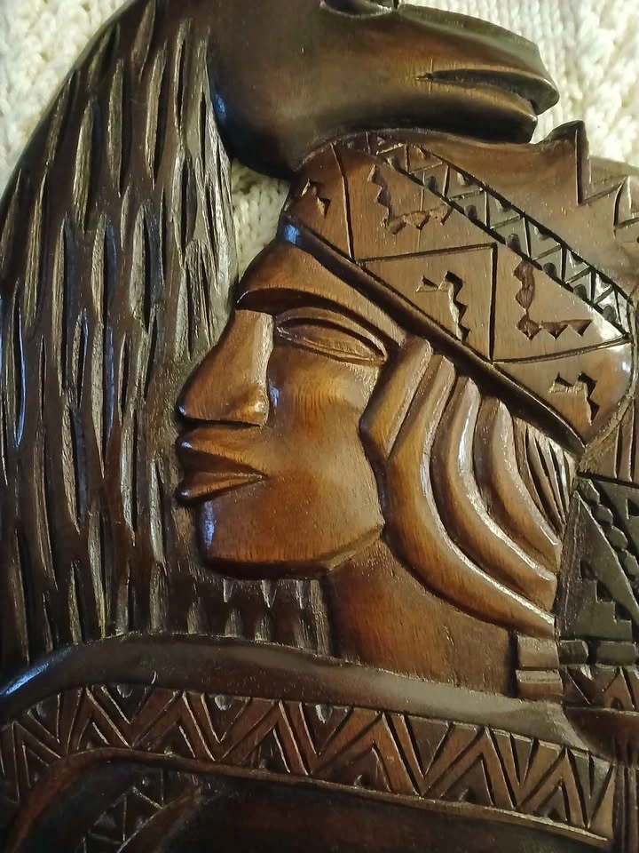 Inca and Llama Hand Carved Wood Wall Hanging_Artisanal_Handmade_ - photo 4