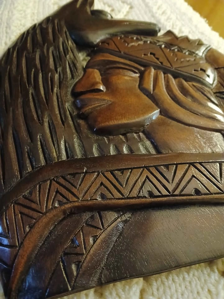 Inca and Llama Hand Carved Wood Wall Hanging_Artisanal_Handmade_ - photo 5