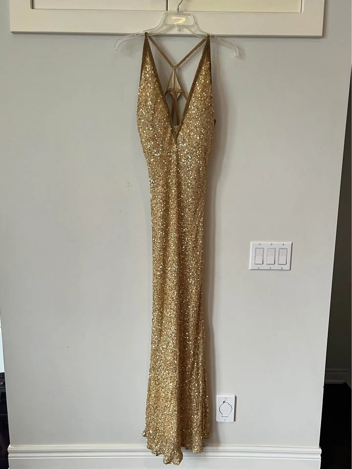 Scala Full Length Gold Sequin Cocktail Dress - photo 2