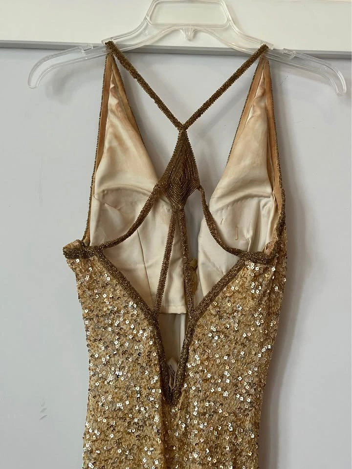 Scala Full Length Gold Sequin Cocktail Dress - photo 4
