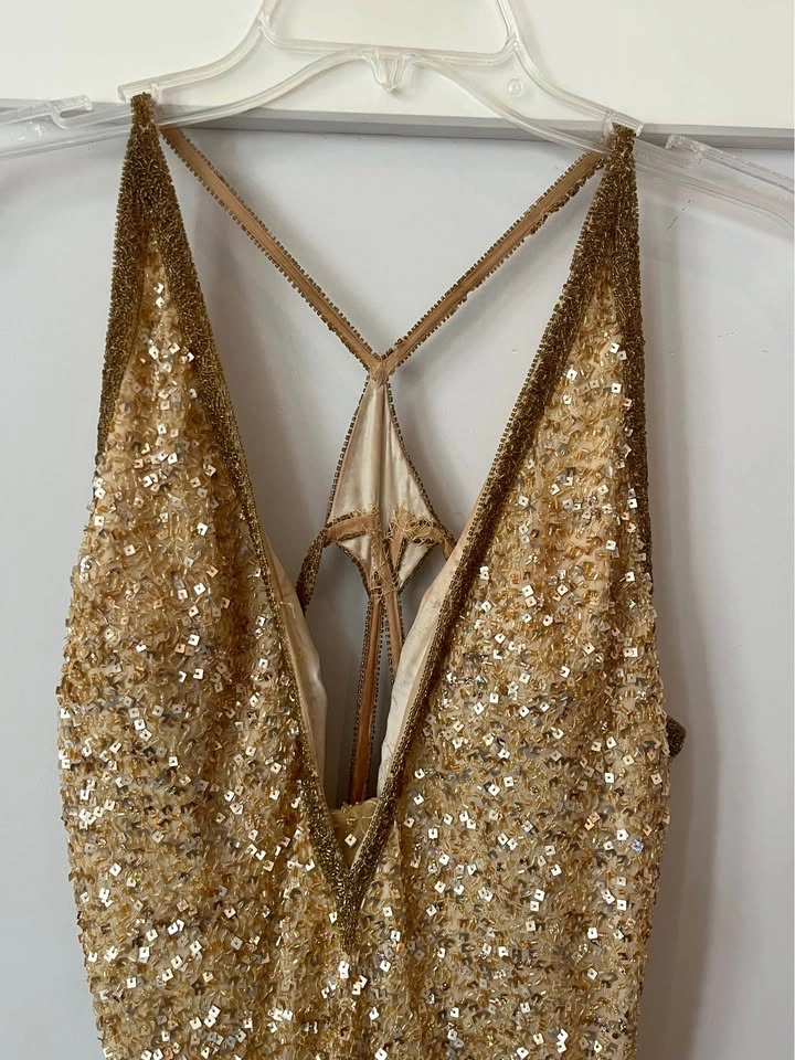 Scala Full Length Gold Sequin Cocktail Dress - photo 5