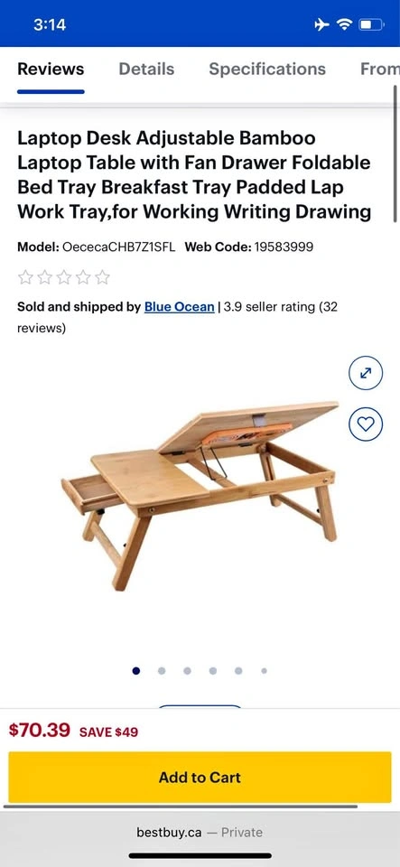 Set of 2 Foldable Bed Tables + Extra Tray