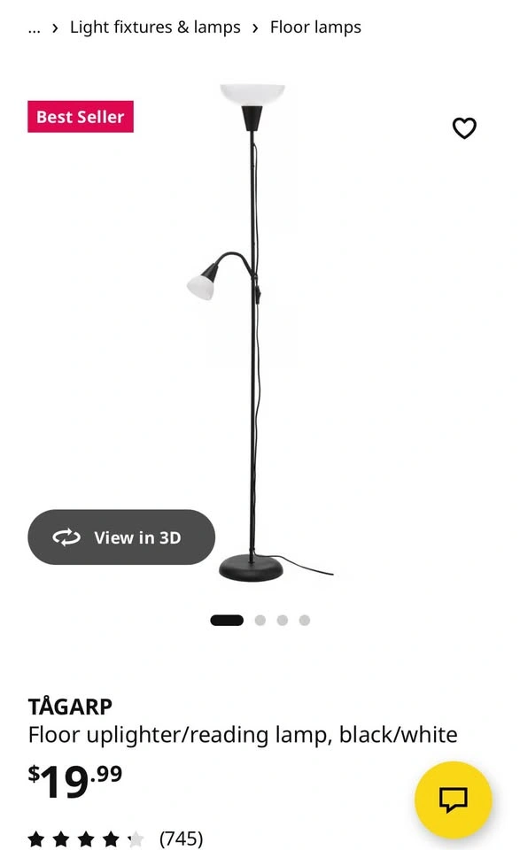 💡 MOVING SALE: IKEA TÅGARP Floor Lamp with Reading Light (Black) - photo 2