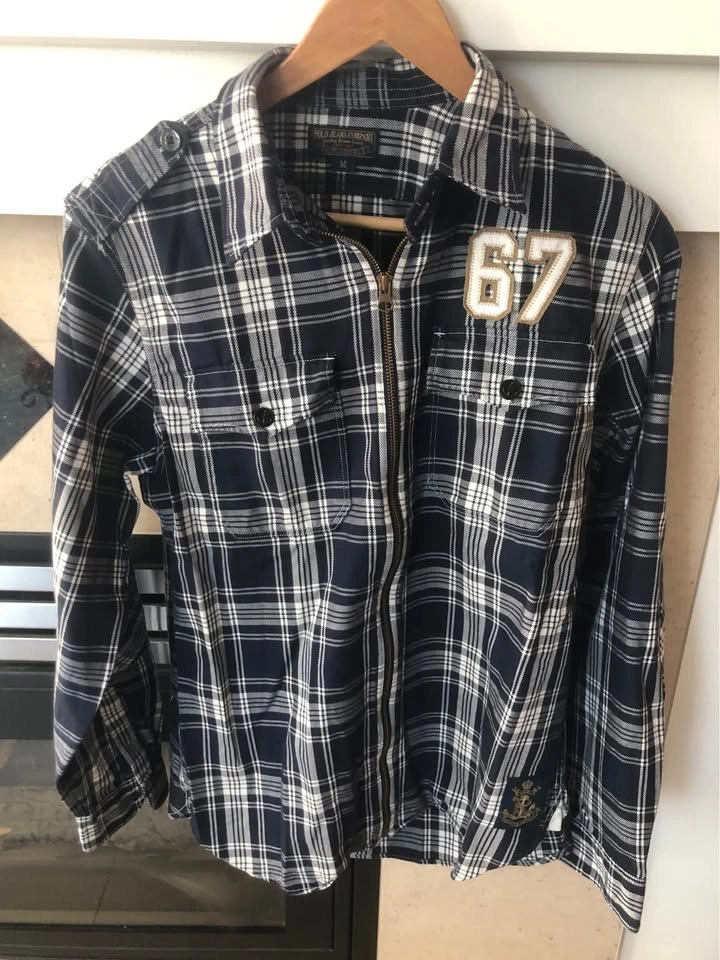 Men’s Polo Jeans Co Navy Plaid Zippered Shirt. Size M. New! - photo 2