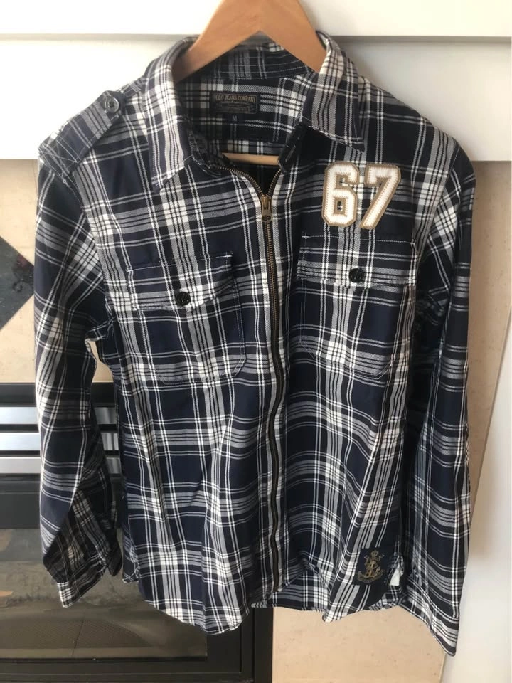 Men’s Polo Jeans Co Navy Plaid Zippered Shirt. Size M. New! - photo 4