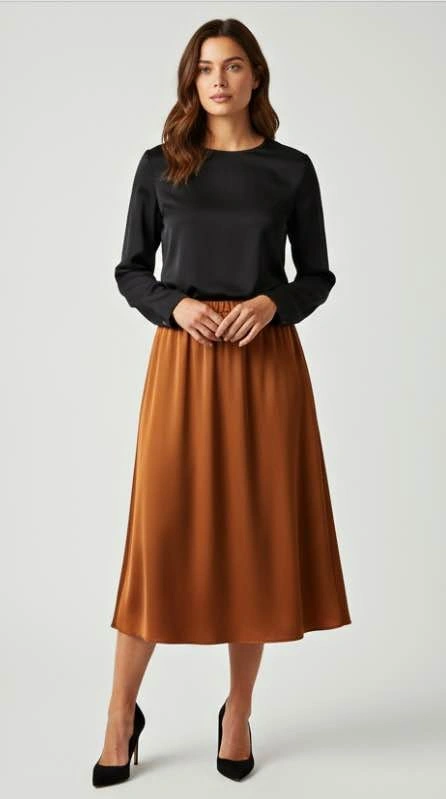 The Drop Size Small Skirt A-Line Midi Tortoise Shell Elastic Wai