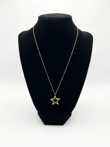 Sterling Silver Gold Plated Black Star Necklace