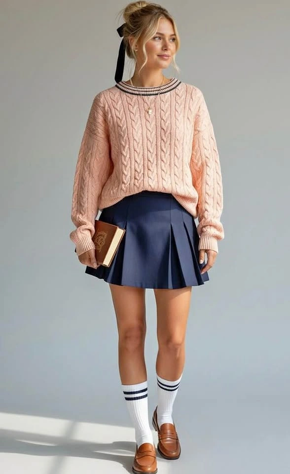 Vintage Marc O'Polo Peach Cable Knit Oversized Sweater - Women's