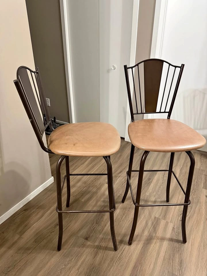 Counter Bar Stool with Metal Frame (Set of 2)
