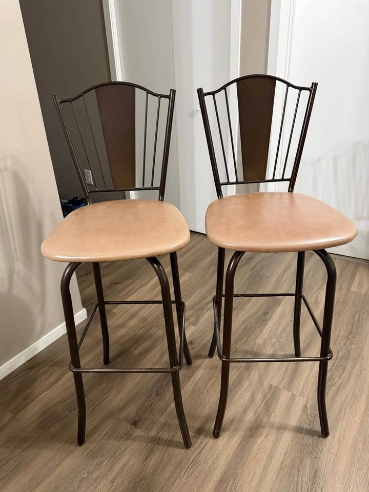 Counter Bar Stool with Metal Frame (Set of 2) - photo 2