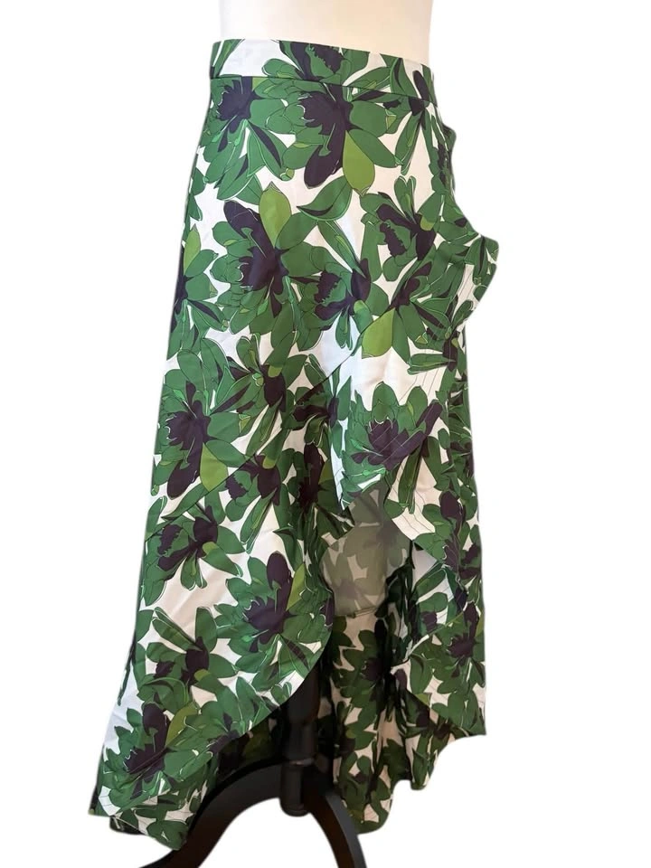 L'atiste Green Floral Size Small High-Low Ruffle Maxi Skirt - photo 2