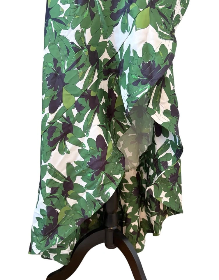 L'atiste Green Floral Size Small High-Low Ruffle Maxi Skirt - photo 3