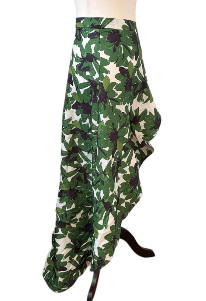 L'atiste Green Floral Size Small High-Low Ruffle Maxi Skirt - photo 5