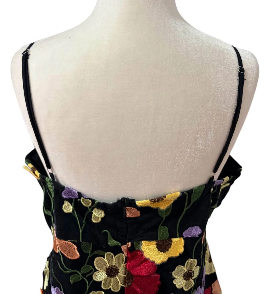 Cider Floral Embroidered Mesh Mini Dress XL Black Multi - photo 5