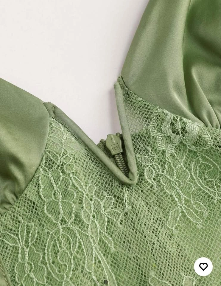 NWT Green Lace Corset Ruched Midi Dress - photo 2