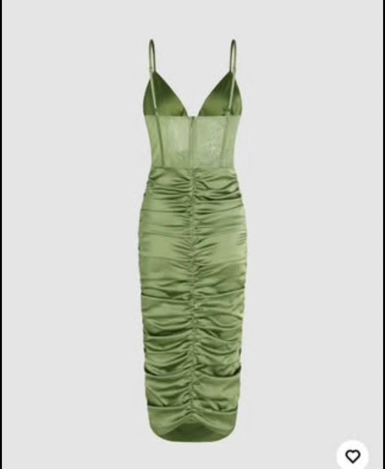 NWT Green Lace Corset Ruched Midi Dress - photo 5