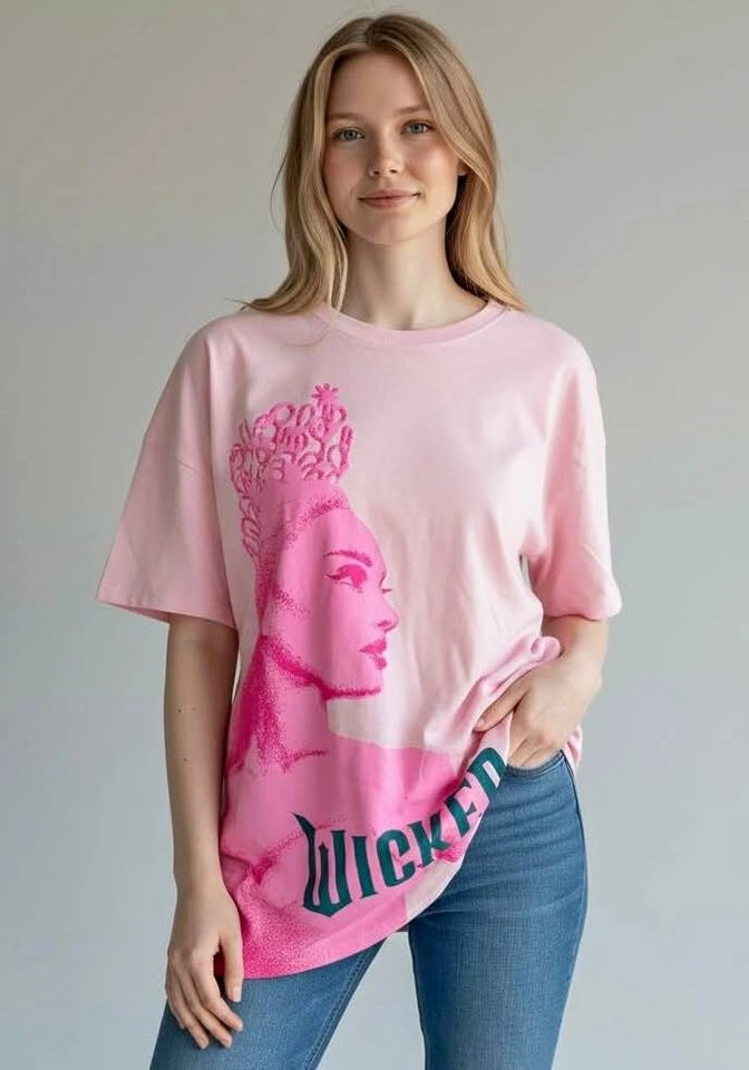 NEW Wicked Glinda The Good Witch Medium Graphic T-Shirt Pink Ove
