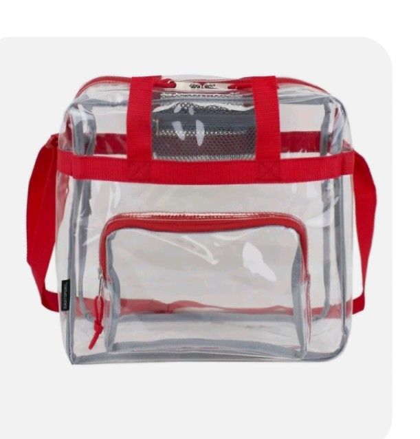 Eastsport Unisex Clear Stadium Approved Tote Red