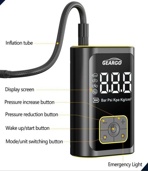 Portable Tire Inflator with Flashlight - 150PSI Cordless Air Pum