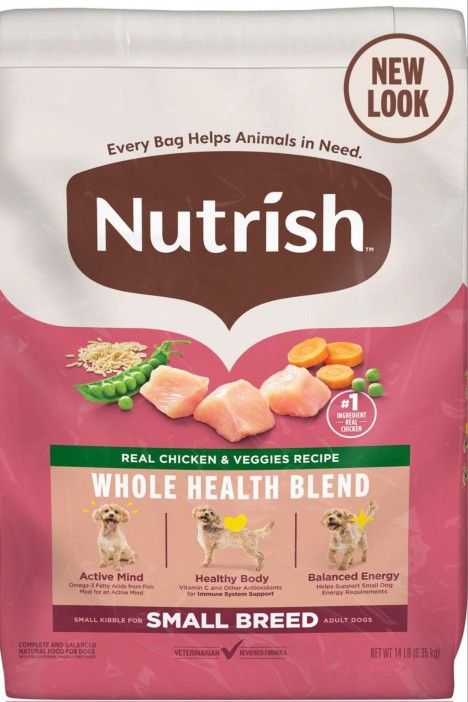 Nutrish Whole Health Small Breed Chicken & Veggies Dry Dog Food,