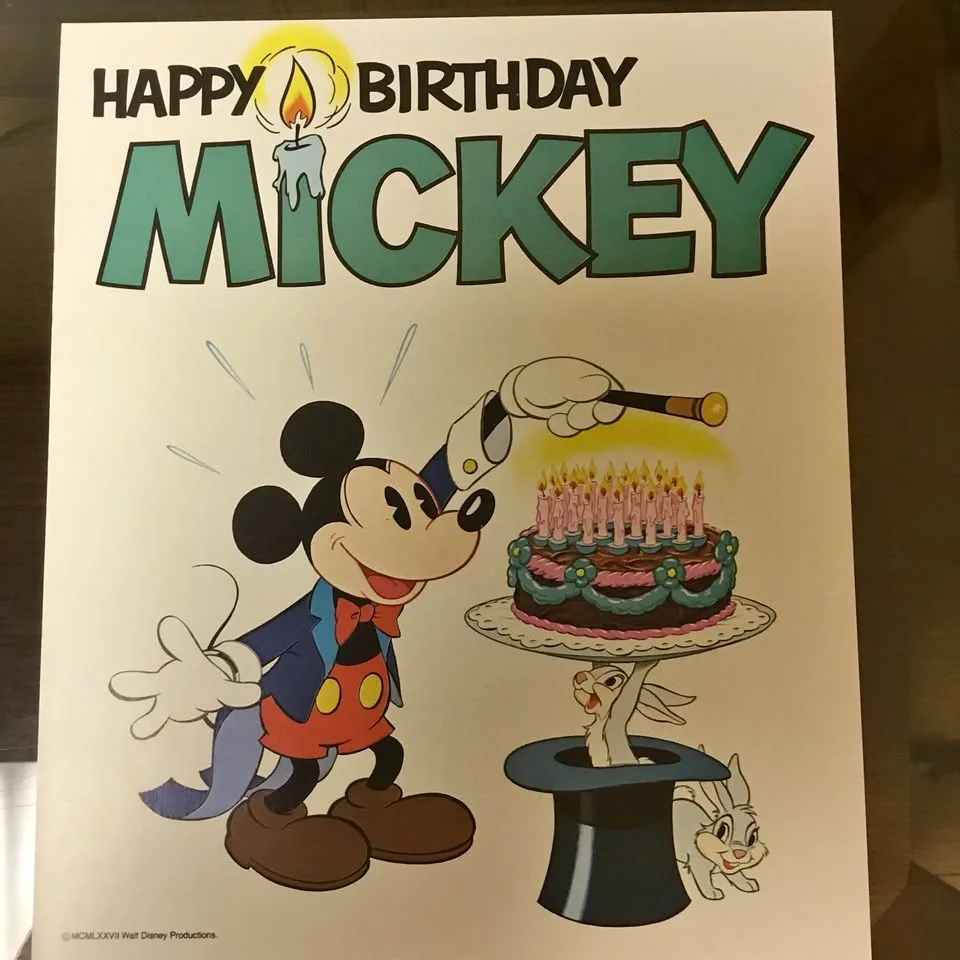 1978 MICKEY MOUSE 50th BIRTHDAY POSTER - 24" X 18" LARGE thumbnail