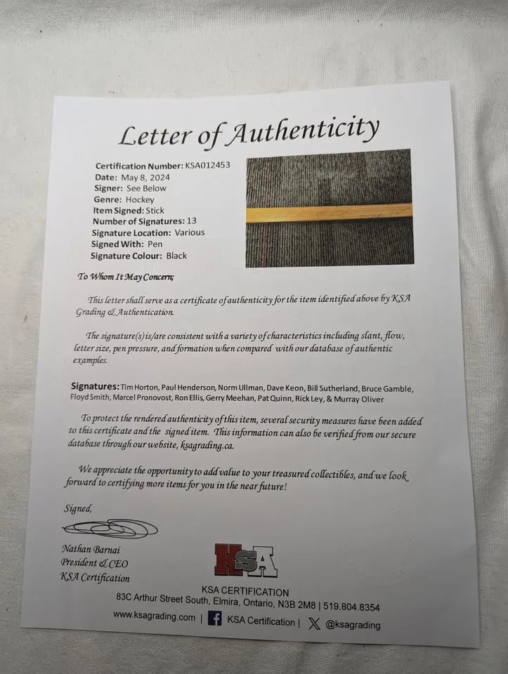 TORONTO MAPLE LEAFS 1968 SIGNED HOCKEY STICK image indicator(9)