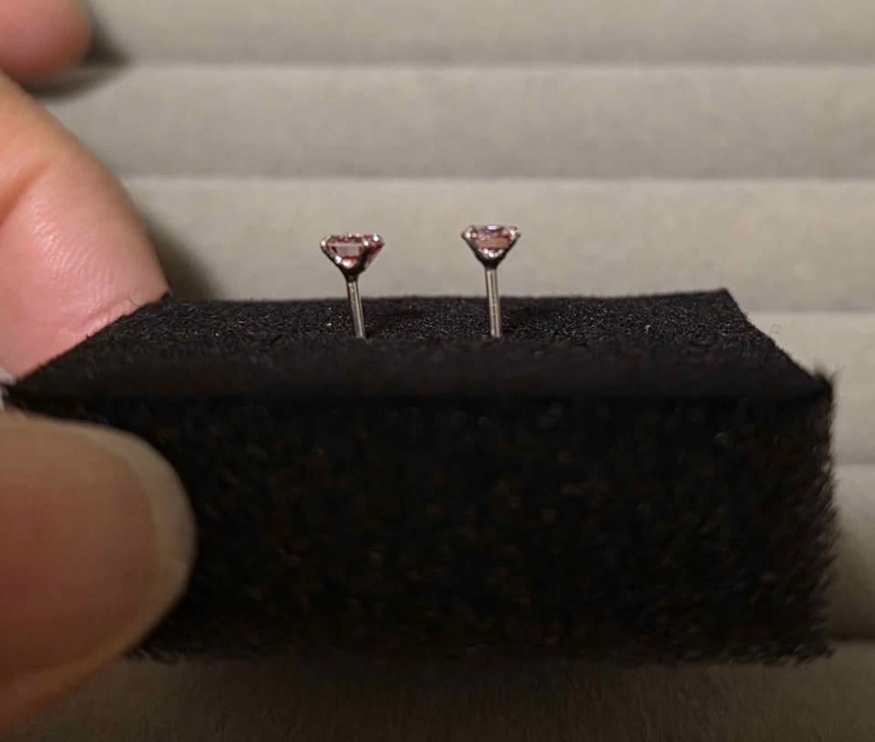 New Pink Moissanite Sterling Silver Stud Earrings - photo 3
