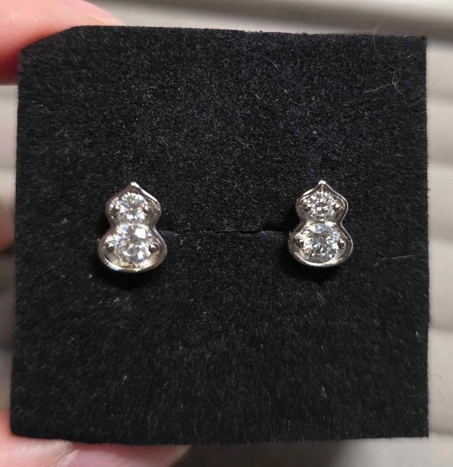New Moissanite Design Sterling Silver Stud Earrings - photo 2