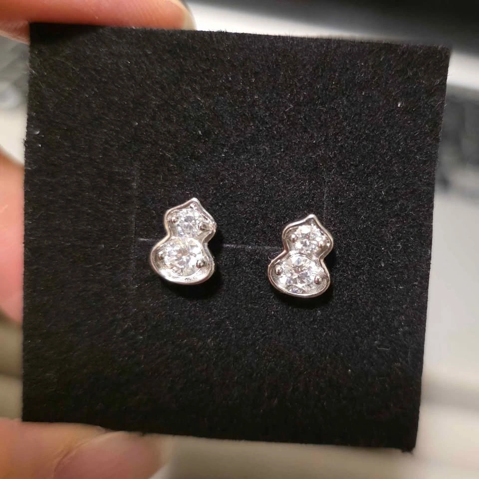 New Moissanite Design Sterling Silver Stud Earrings - photo 3