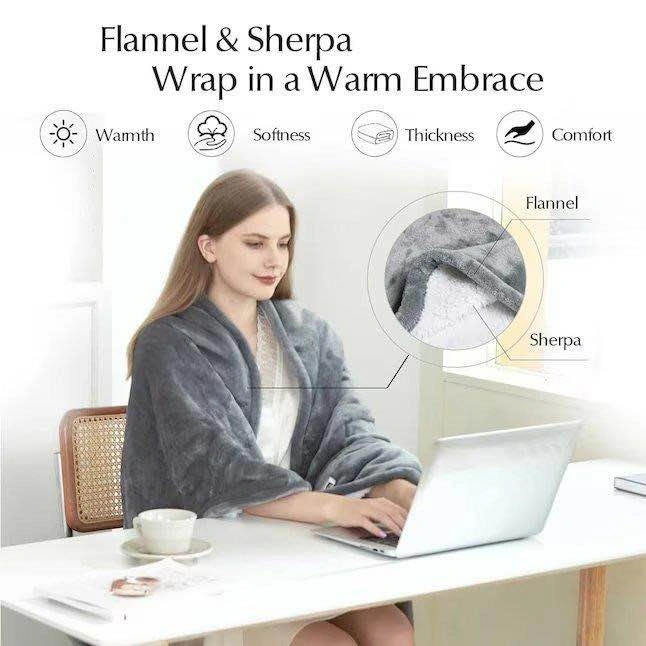 Brand New Grey Electric Heated Blanket Flannel Sherpa - photo 3