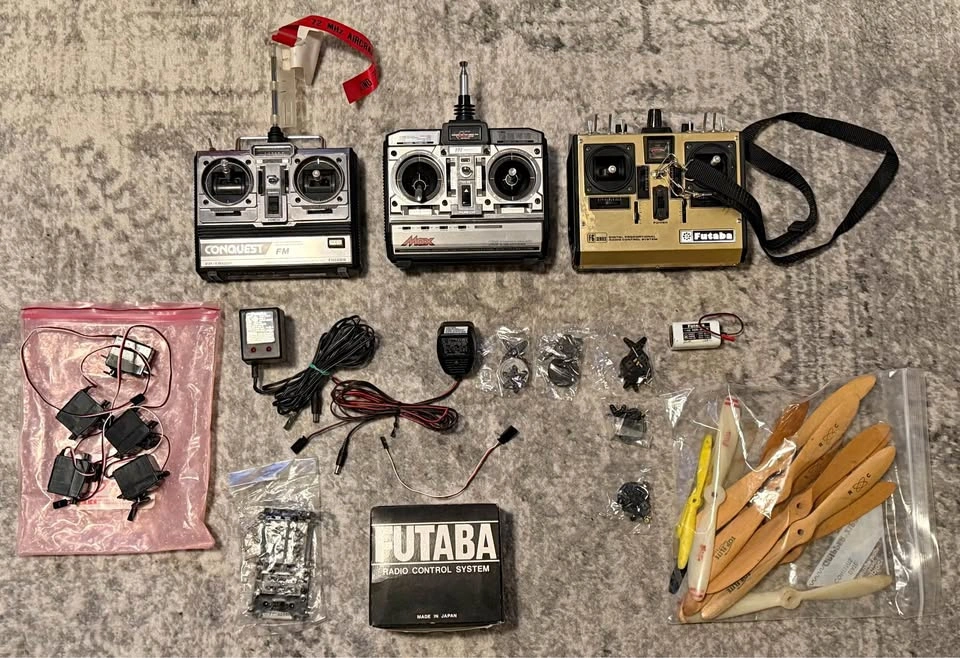 Mixed Lot of Vintage RC Transmitters & Parts