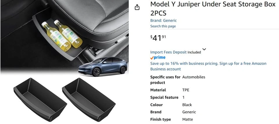 Model Y Juniper Under-Seat Storage Boxes – 2-Pack - photo 2
