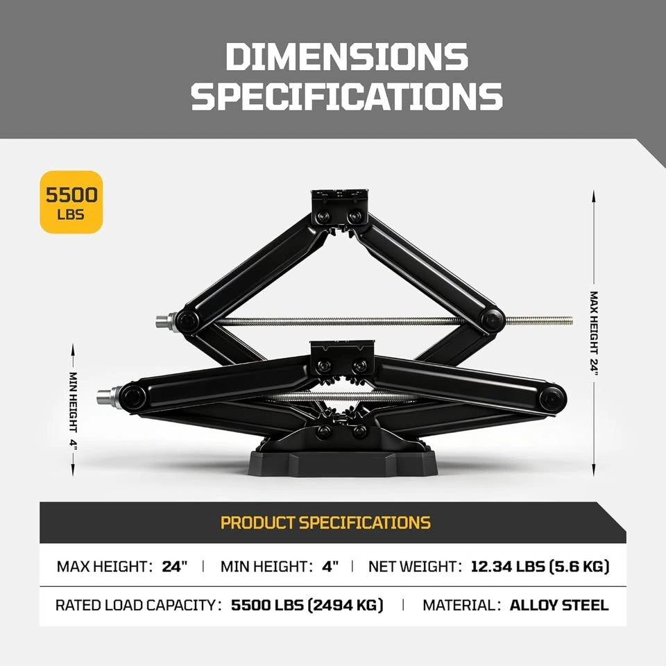 5500lb RV Scissor Jacks – 24” Stabilizer Set with Base Pads (2‐P - photo 4