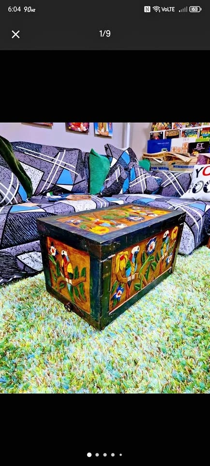 Vintage 1940s Handcarved Tropical Trunk Coffee Table