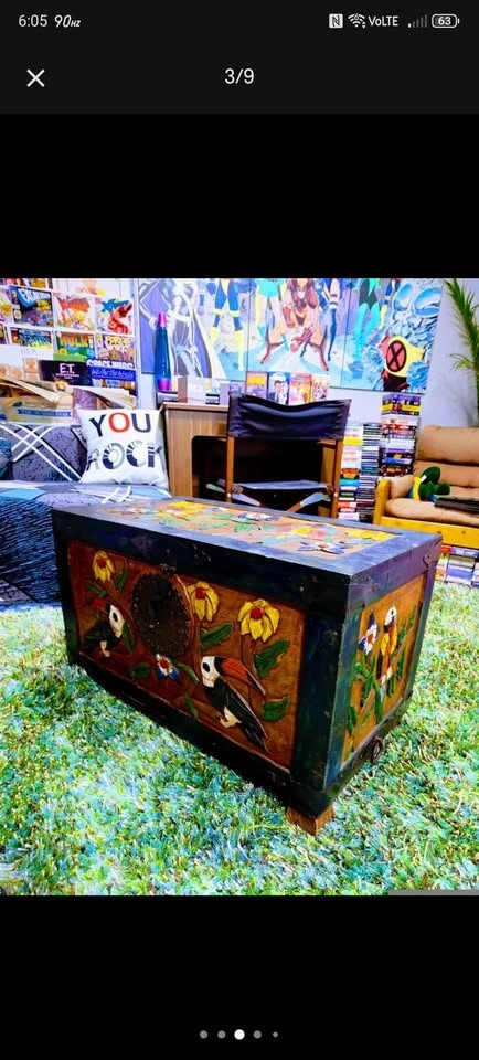 Vintage 1940s Handcarved Tropical Trunk Coffee Table - photo 3